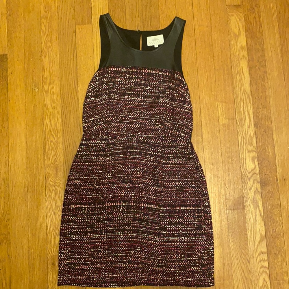 Women’s tweed and leather work dress